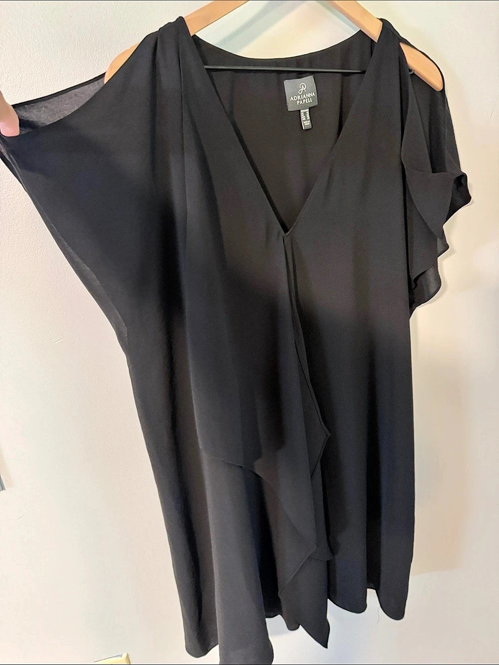 Adrianna Papell Black Layered Midi Dress Size 16 Like New